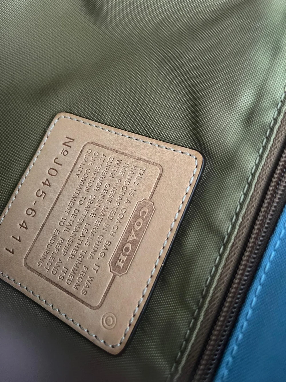 Coach Blue and Tan Leather-Trim Messenger Crossbody